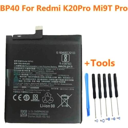 High Quality 4000mAh BP40 Battery For Xiaomi Redmi K20 Pro / Mi 9T Pro Mobile Phone Replacement