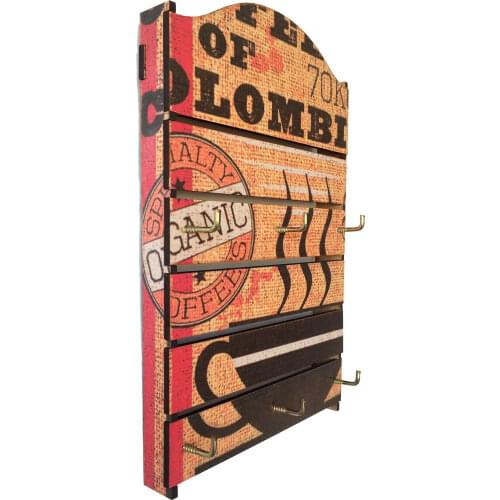 Wooden Key Holder Wall Mount 6 Hanger Hook Creative Home Decoration Gift Organization Colombia Coffee