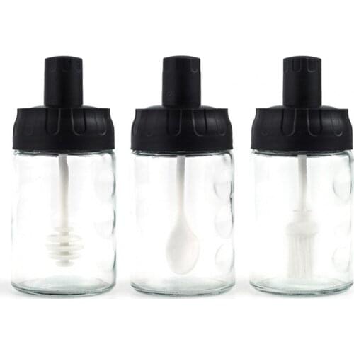 280ml Seasoning Jar Leakproof Moisture-proof Glass Spice Bottle Container with Spoon Stick Brush for Home
