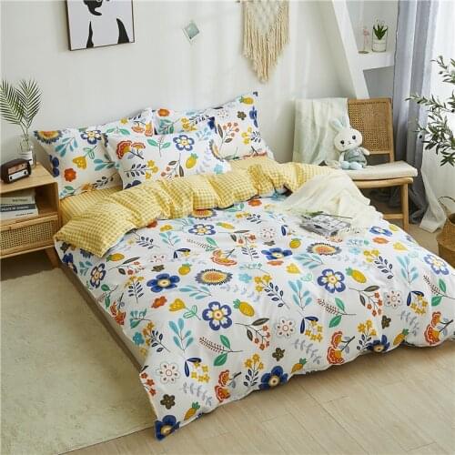 Pure Simple Flowers Bedding Set Gray Duvet Cover Set Pillowcase Home Textiles 2/3pcs Bed Linen King Queen Size Dropship