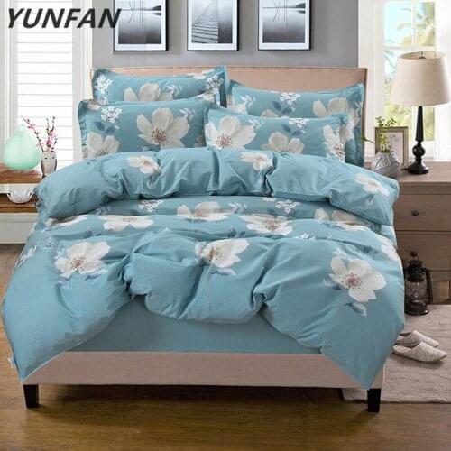 White and blue flower bedding sets bed set linen cotton twin full queen king size duvet cover set fitted sheet luxury bedclothes