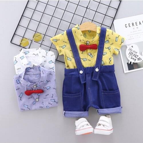 Summer Kids Baby Boys Bow Clothes Sets Baby High Qulity Short T shirt Pants Gentleman Toddler Boy Clothing Casual Kids Outfits
