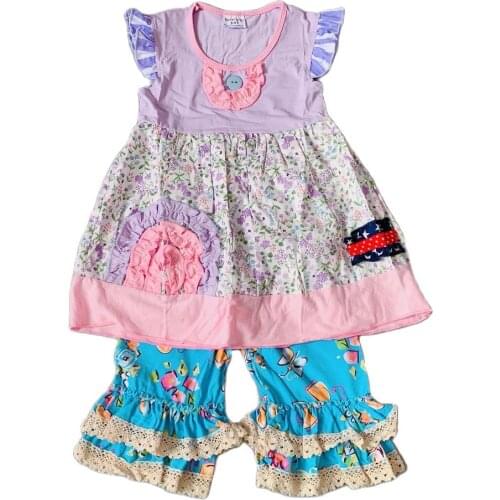 Baby Girls Summer Dress Outfits Infants and Children Soft Ruffle Flower Shorts for Kids Boutique Clothing Sets