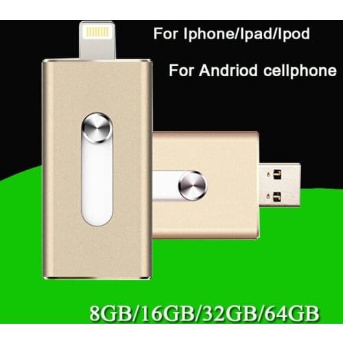 Metal I-Flash Drive Storage FOR iPhone/iPad/iPod IOS 8pin USB Memory Stick for Iphone 7 7plus 5S 6S 6S plus Ipad Pro MiNi Air