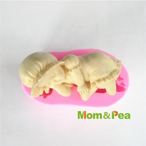 Mom&Pea 0410 Free Shipping Baby Girl Silicone Soap Mold Cake Decoration Fondant Cake 3D Mold Food Grade Silicone Mould