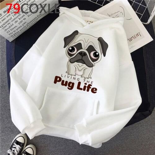 Pug Dog French Bulldog Pugs hoodies women anime printed hip hop streetwear female clothing printed graphic