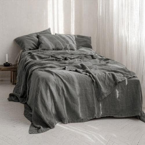 Skin-friendly Natural Washed Flax Pure Linen Duvet Cover French Linen Bedding Queen King Size Bed Linen Cover Gray مفارش سرير