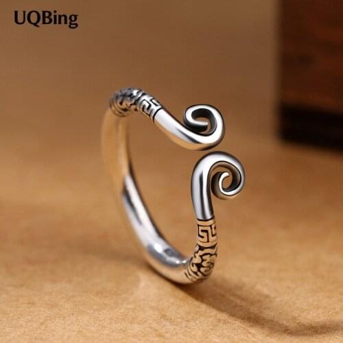 New Fashion 925 Sterling Silver Rings Retro Vintage Silver Open Rings Jewelry