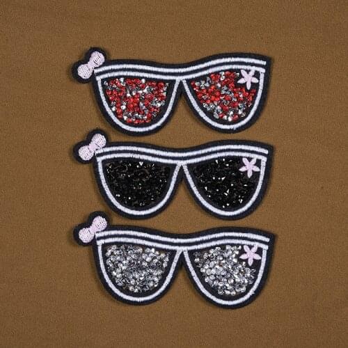 New Sunglasses Rhinestone Transfer Patches for Clothing Stickers DIY Shoes Hat Patch Applique Badge Clothes Patches Stickers F