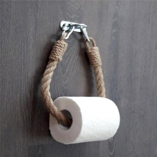 New Retro Kitchen Roll Paper Accessory Hanging Rope Wall Mounted toilet paper holder Tube Bathroom Decor Rack Holders