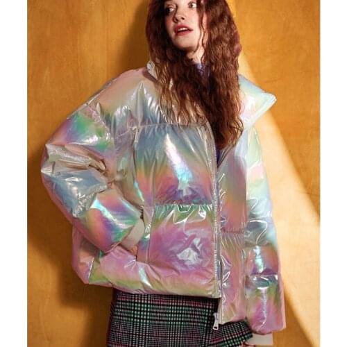 Womens Parkas Winter Jacket 2021 New Glossy Hooded Short Jackets Thick Warm Casual Cotton Padded Parka Oversize Loose Outwear