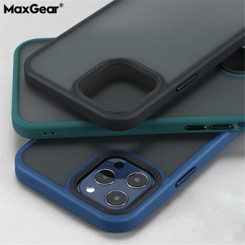 Shockproof Bumper Armor Matte Case For iPhone 12 11 Pro Max XR X XS 7 8 Plus SE Mini Luxury Clear Soft Hard PC Cover Fundas Capa