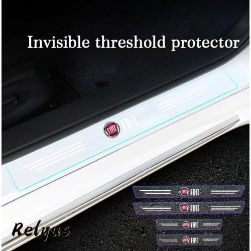 4Pcs Transparent Car Door Sill Protector Threshold Protective Film Decorative Stickers For Fiat Panda Bravo Punto Croma 500 595
