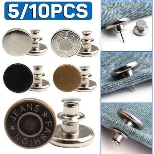 5/10pcs Adjustable Jeans Buttons Metal Rivet Buttons Detachable Snap Button for Jeans Nail Free Diy Sewing Clothes Accessories