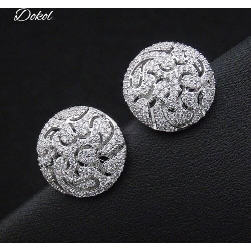 DOKOL Luxury Hollow-out Stud Earrings Bridal Jewelry Micro Paved Tiny AAA Cubic Zirconia Elegant Women Earring Wedding DKE0144