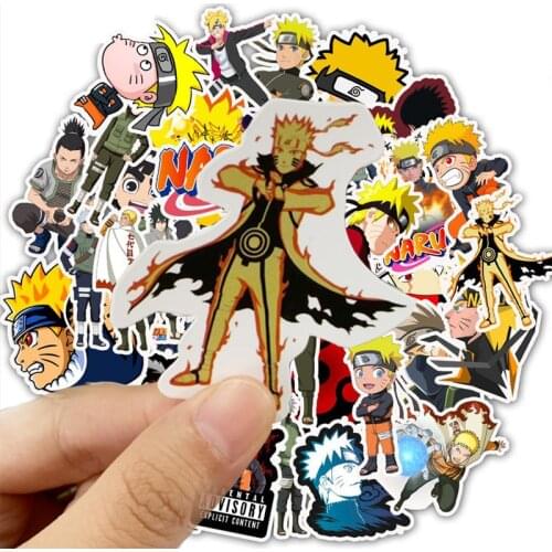 50Pcs Naruto Stickers Japan Anime Pack Laptop Skateboard Bike Luggage Waterproof Cartoon Sticker Toys Kids Birthday Party Gift