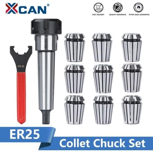 XCAN Spring Collet ER25 Collet Chuck 3-16mm with UM Type ER Nut Wrench and MTA3 Morse Taper CNC Lathe Milling Cutter Holder