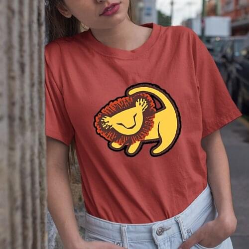 Simba Printing Women T-shirts Disney The Lion King Cartoon Pattern Summer New Fashion Outdoor Four Seasons T Shirts Female Cute