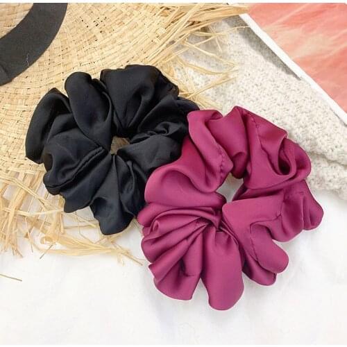 Oversized Stain Hair Scrunchies Women Silk Scrunchie Elastic Hair Bands Girls Headwear Donut Grip Loop Ponytail Holder Headband