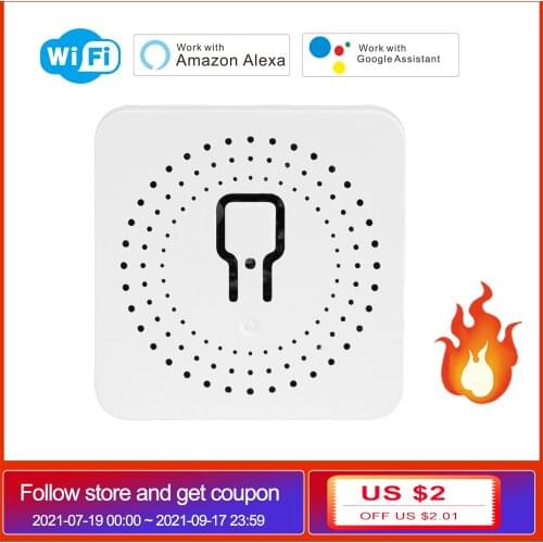 16A Wifi Mini Smart Switch 2 Way Home Intelligence Control Supports 110V 220V DIY Module,Works With Alexa/Google Home/Tuya