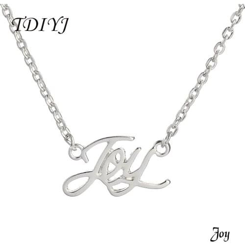 TDIYJ 5Pcs High Quality Joy Word Necklace 17inch Simple Word Choker Necklace Women Girl Jewelry Accessories