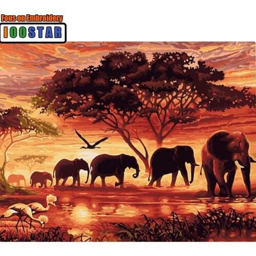 5D Diy Full Square/Round diamond painting diamond painting embroidery cross stitch Home Decor diamond mosaic Elephant migration