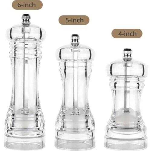 Acrylic Combo Pepper Mill and Salt Shaker with Adjustable Coarseness Ceramic Mechanism, Easy to Use spice grinder