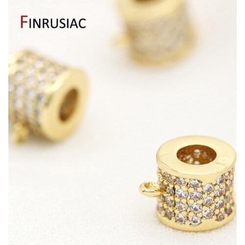 DIY Jewelry Making Accessories Bail Beads For Bracelets Necklace Making, High Quality Brass Metal Inlaid Zircon Tube Beads DIY