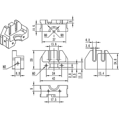 Aluminum All Metal Mount E3D V6/Volcano Multi-Mount Designed for 3D Printers