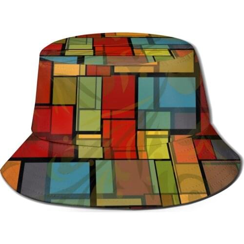CINESSD Stained Glass Imitation Unisex Casual Sun Hat Bucket Hat for Men Women Bob Hip Hop Caps Summer Fisherman Hat Panama