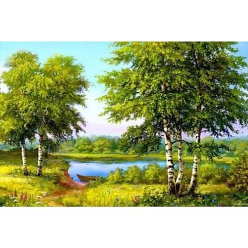 Diy Handwork Diamond Mosaic 5d Diamond Painting White birch picture of Rhinestones Full 3d Diamond Embroidery ferry Decor TY131