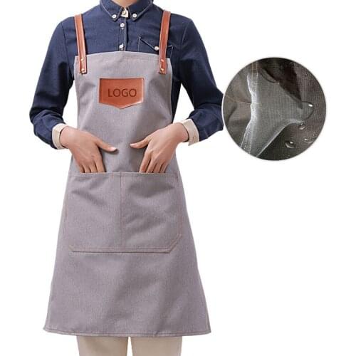Waterproof canvas apron, restaurant, coffee shop, milk tea shop work clothes, custom logo