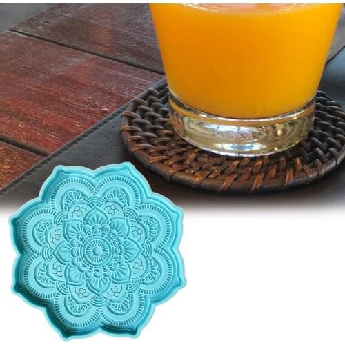 Coaster Mold Easy to Release Non-stick Round Tray Cup Mat Blue Casting Silicone Mould for DIY Cup Coaster Mold