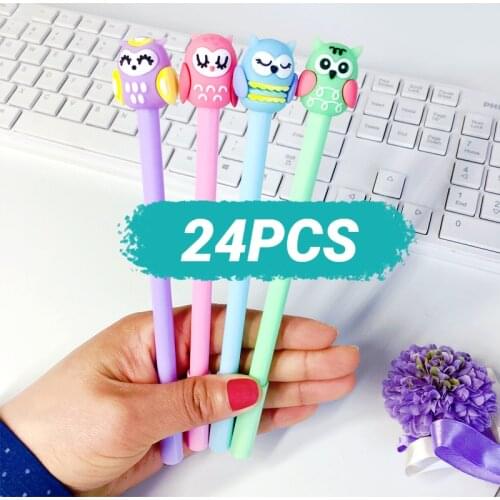 24 pcs New creative cartoon owl gel pen cute student signature pen factory direct material escolar criativo