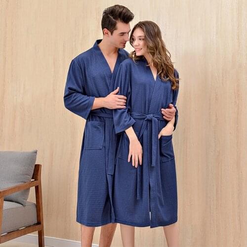 Women Early Autumn Long Soft Bath Robe Pajamas Kimono Solid Waffle Bathrobe With Sashes Dressing Gown Sleepwear Female Homewear