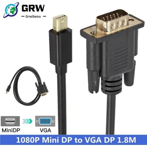 MINI Displayport to VGA cable 1.8m DP to VGA adapter converter cable DP male to VGA male for HP Dell Asus lenovo PC laptop