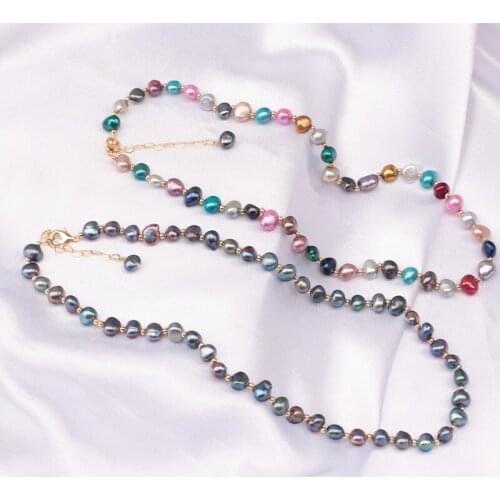 Hot selling beautiful natural baroque shape real pearl necklace with extension can customize length new design gift