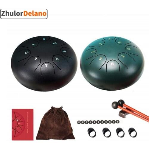 Mini Steel Tongue Lotus Drum - 8 Notes 6 Inches Yoga Meditation Relax Percussion Musical Instrument with Padded Travel Bag