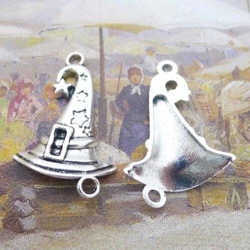 RAINXTAR Fashion 10pcs Alloy Single Side Magic Hat Charms 25*39mm AAC1502
