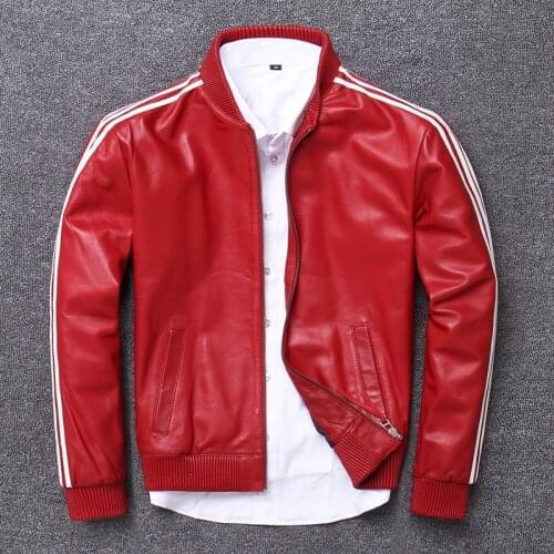 Mens Wear Concise Head Layer Sheep Kawadate Lead Jacket Genuine Leather Clothing Male Autumn Cowhide Short Motorcycle Coat