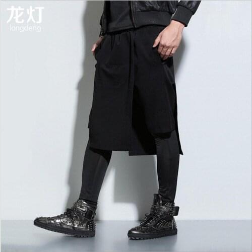 Men Solid Color Harem Pants Culottes Casual Retro Neutral Tide Fashion Loose Cross Pants Singer Stage Costumes Hot New