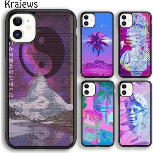 Krajews Vaporwave Aesthetic Art soft Phone Case Cover For iPhone 5s SE 2020 6s 7 8 plus X XS XR 11 12 mini pro max coque Shell