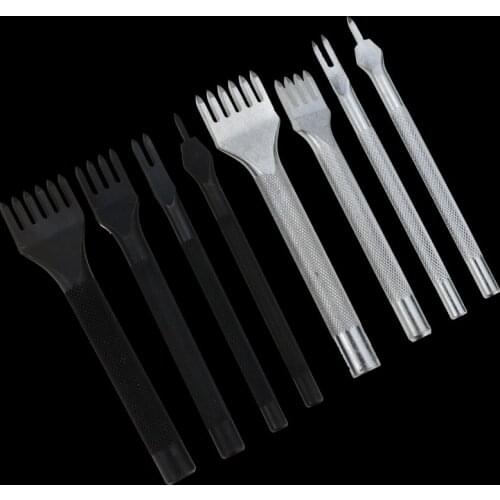 4Pcs 1/2/4/6 4MM Prong Leather Craft Tool Sets Diy Handmade Sewing Leather Tools Hole Punches Lacing Stitching Working Chisel