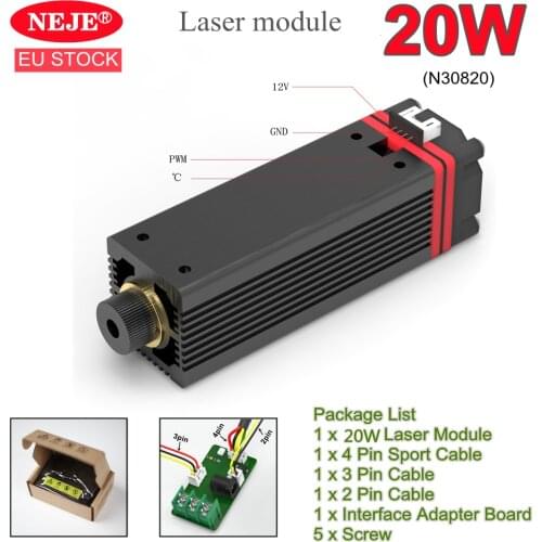 NEJE N30820 30W CNC Laser Module Kits Laser Head 450nm With TTL / PWM Modulation for Wood Cutting Engraving Machine DIY Creation