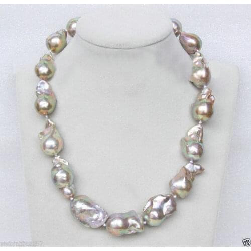 Charming Fashion Jewelry South sea Genuine 16mm Lavender-white Baroque pearls necklace 18" shipping free