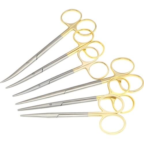 Ophthalmic stainless steel gold handle surgical scissors cosmetic plastic surgery instrument double eyelid tool 12.5/14.16cm