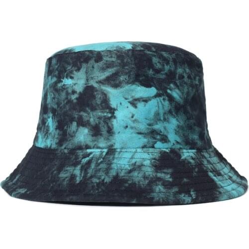 100% Cotton Tie-Dye Double-sided Bucket Hat Foldable Unisex Travel Beach Sun Hat Outdoor Camping Fishing Hat Casual Hiking cap