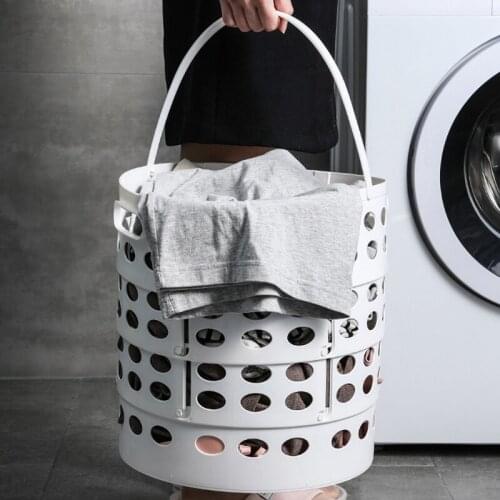 Plastic Laundry Basket Large Bathroom Clothes and Toy Storage Basket Folding Laundry Hamper Household Laundry Hamper