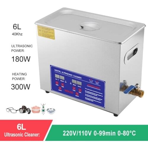 6L Portable Ultrasonic Cleaner Digital Display 180W Jewelry Glasses Dental Ultrasound Washer Adjustable Temperature