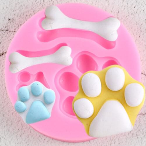 DIY Dog paw Silicone Mold Fondant Cake Decorating Tools Bone Cupcake Topper Molds Candy Making Chocolate Gumpaste Moulds